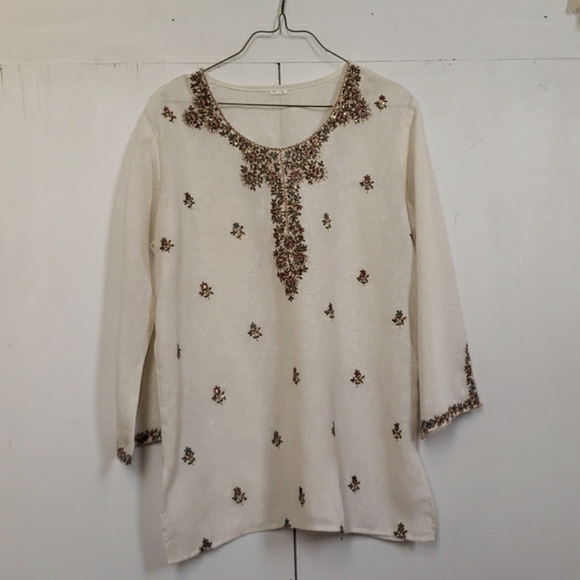 Custom winter weight embroidered kurta xl - Picture 2 of 8